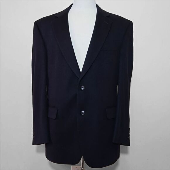 Jos A Bank Cashmere Blazer Jacket Sports Coat Mens 42R Navy Academia Suit Jacket - Picture 15 of 15